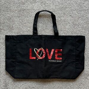 Victoria's Secret Large Black and Red Canvas Tote